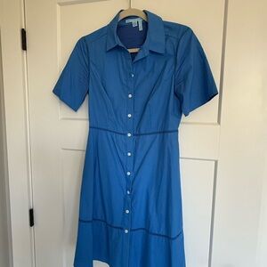 Draper James Royal Blue Button-Front Shirt Mini Dress